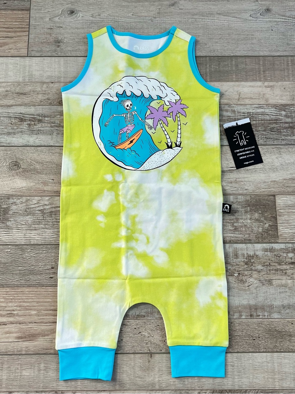 NWT Rags Tank Capri Romper in Surfin’ Skelly Size 2T